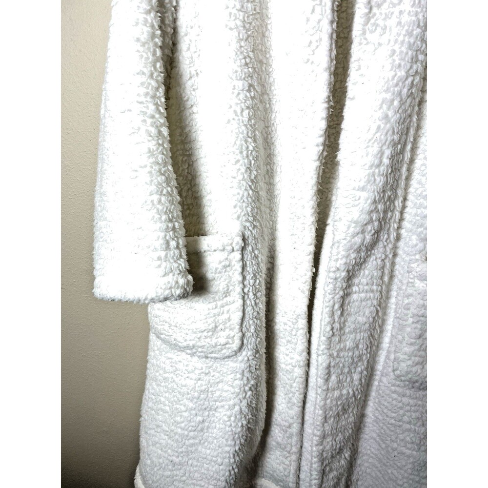 Pottery Barn Woman's Ivory Soft Textured  Sherpa Robe Size Medium - Picture 4 of 7